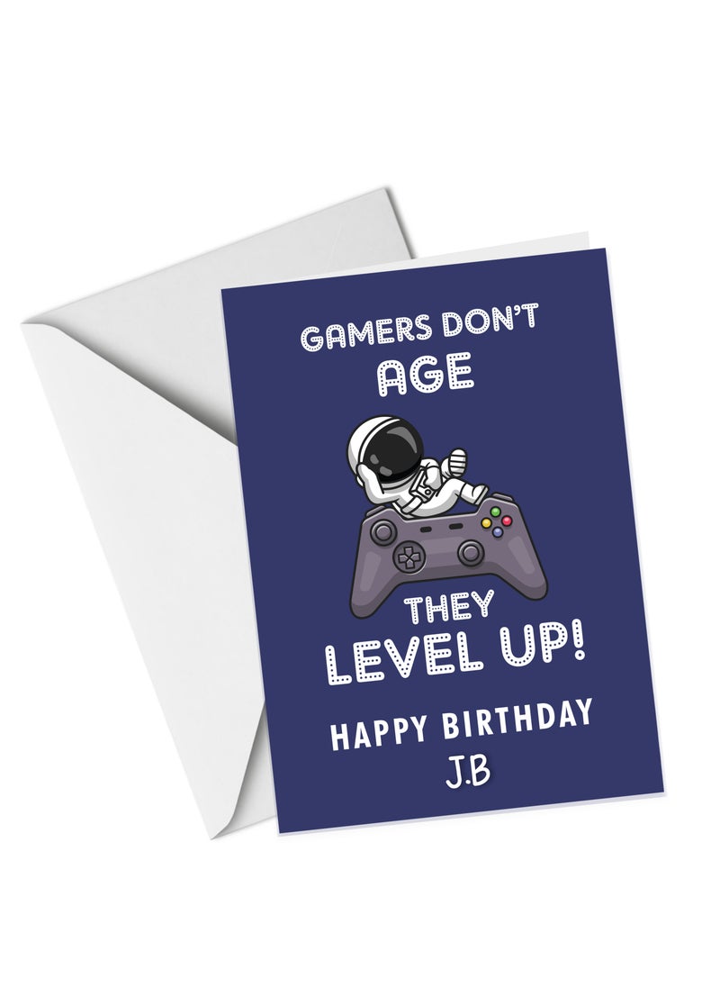 Share the Love A5 Happy Birthday Personalised Greeting Card - Gamers Don't Age  - Image 3