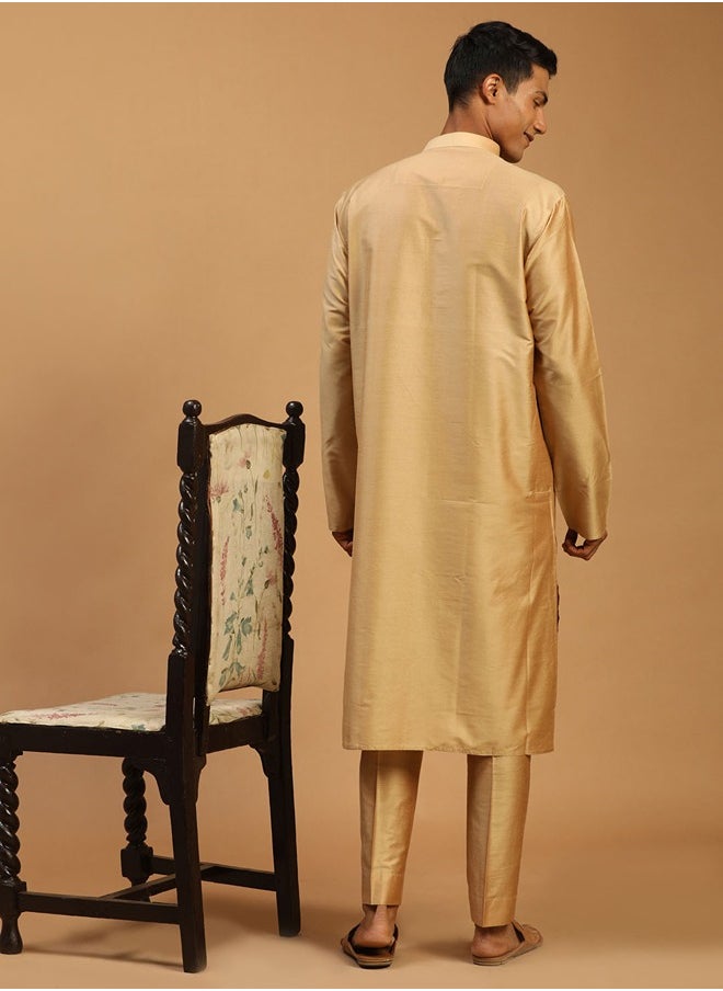 PRASHA - Men's Black Viscose Kurta, Pyjama & Dupatta Set - Image 1