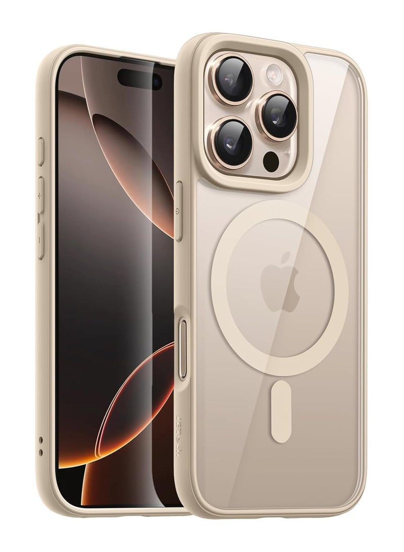 Denx Clear Magnetic Case for iPhone 13 Pro, Compatible with MagSafe, Plating Luxury Cover, Clear Soft TPU Shockproof Protective Phone Case (Desert Titanium) - Image 1