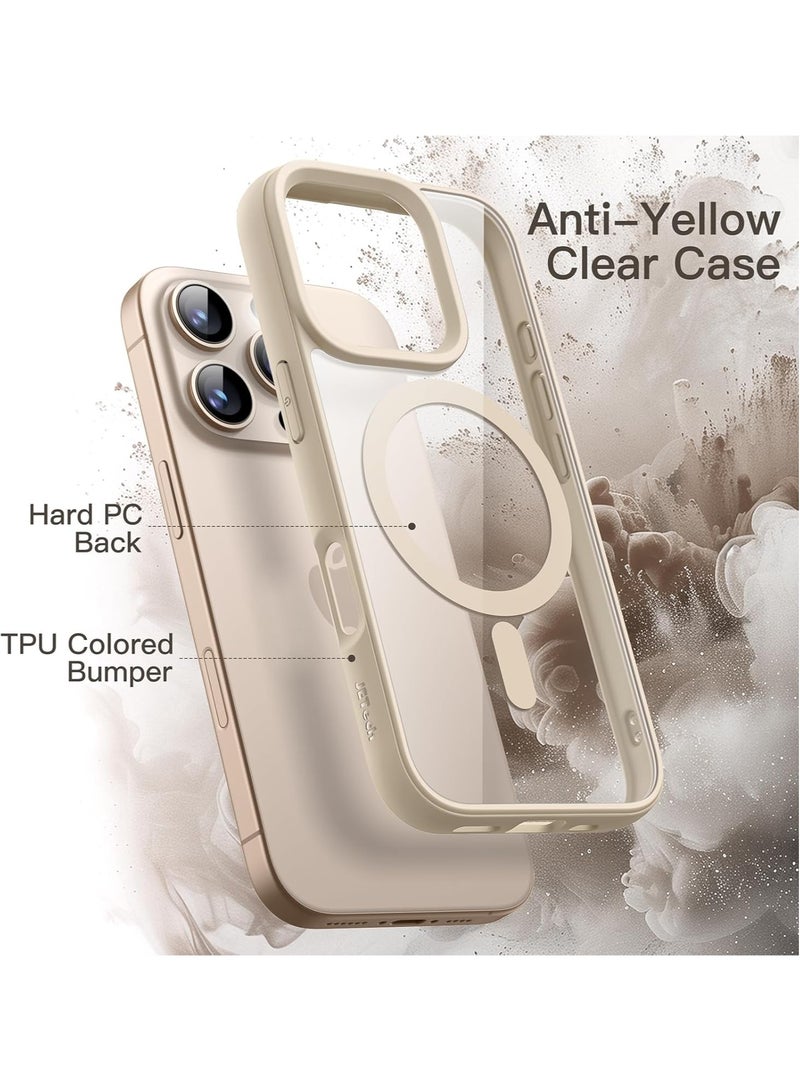 Denx Clear Magnetic Case for iPhone 13 Pro, Compatible with MagSafe, Plating Luxury Cover, Clear Soft TPU Shockproof Protective Phone Case (Desert Titanium) - Image 3