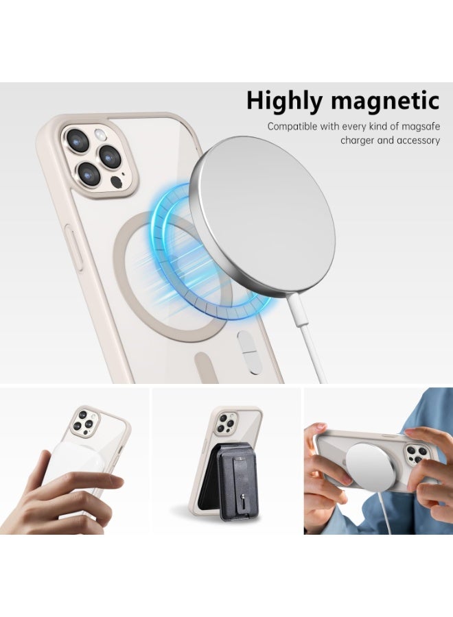 أكاليكس جراب مغناطيسي شفاف لهاتف iPhone 13 Pro، متوافق مع MagSafe، غطاء فاخر مطلي، جراب هاتف واقي شفاف ناعم من مادة TPU مقاوم للصدمات (تيتانيوم طبيعي) - Image 3