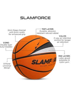 Slam force Basketball  | Rubberized Moulded | 8 Panels | Material: Core Bladder Latex | Suitable for Hard Surface | Training Basketball for Men & Women - pzsku/Z369956ED9329A0F5FA7AZ/45/_/1696048975/1b9d14df-199d-4a26-ba9b-6f292bfb88a2