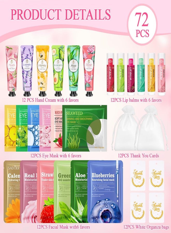 LFENYIGI 72 Pcs Bulk Gifts For Women, Bulk Facial Mask, Lip Balms, Hand Creams & Under Eye Patches, Spa Party Supplies,Party Favors For Bridal Wedding, Baby Shower,Sleepover Party, Christmas Stocking Stuffers - Image 2
