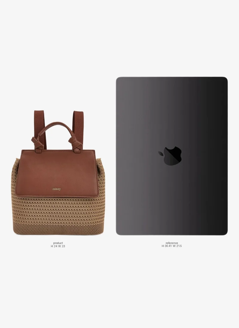 Missy Textured Backpack With Flap Closure