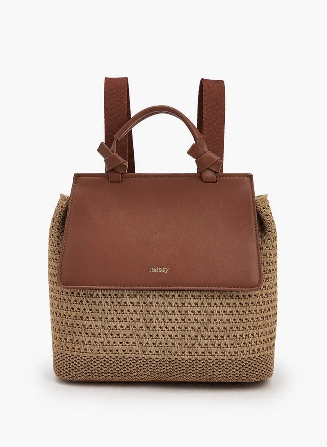 Missy Textured Backpack With Flap Closure