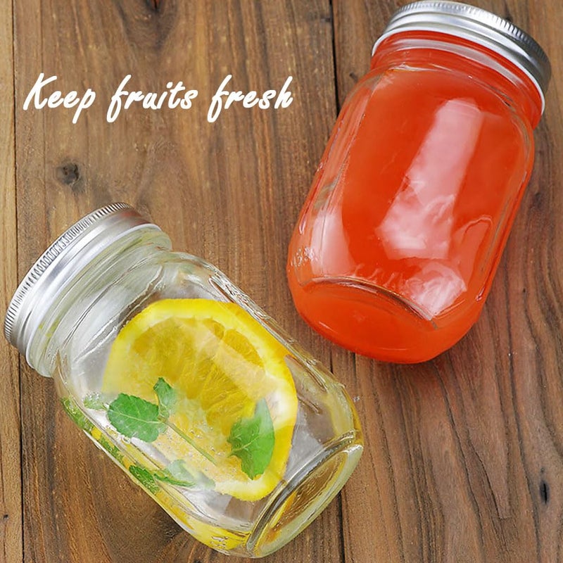 Showvigor 2-Pack 16oz Mason Jars with Labels - Regular Mouth Glass Jars with Airtight Lids & 2 Write-On Labels - for Canning, Overnight Oats, Meal Prep, Jam, Salad Dressing - Image 5