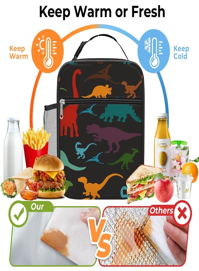 Clastyle Thermal Bag for Food, Baby, Black Dinosaur, Children's Lunch Bag, Tyrannosaurus Rex Reusable with Strap, Children's Food Bag for Travel, Picnic, Nursery - Image 3