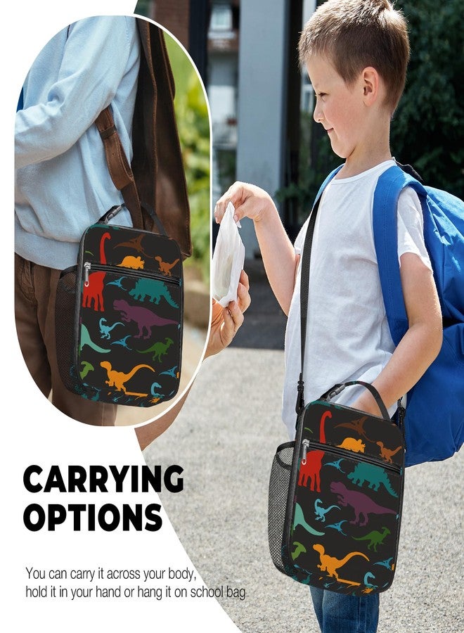 Clastyle Thermal Bag for Food, Baby, Black Dinosaur, Children's Lunch Bag, Tyrannosaurus Rex Reusable with Strap, Children's Food Bag for Travel, Picnic, Nursery - Image 2