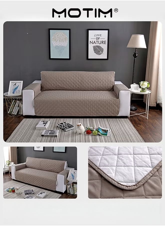 Motim 2 Seater Seat Sofa Cover Protector For Kids Dog/Cat Pets Cover Reversible Furniture Waterproof Couch Cushion Khaki Covers - Image 2