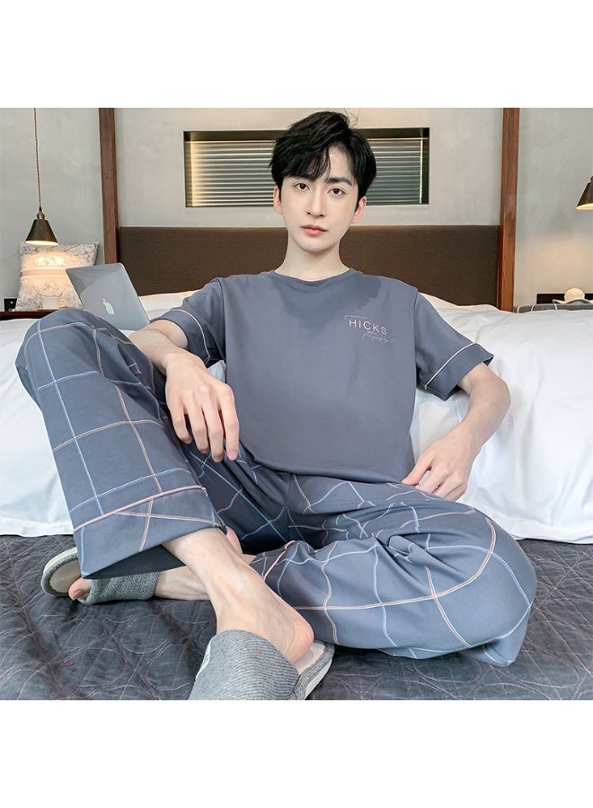Summer  Cool Mens Pyjamas Pajamas Casual Short-Sleeved Long Pants Pjs Sets Men's Sleepwear Nightwear Pijamas - Image 1