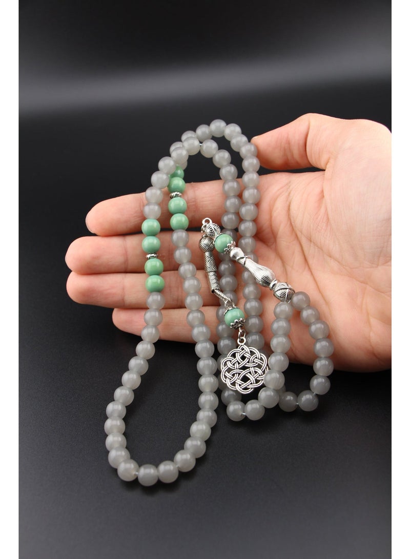 Kamins Collection Grey Agate & Green Agate Tasbih - Image 1