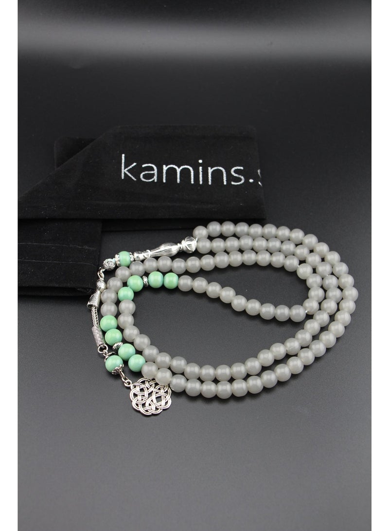 Kamins Collection Grey Agate & Green Agate Tasbih - Image 2