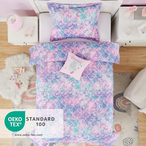 Kaleido Space Twin Comforter Set for Girls- 3 Pieces Glow in The Dark Mermaid Twin XL Bedding Set with 1 Comforter, 1 Decor Pillow & 1 Pillow Shams - Image 4