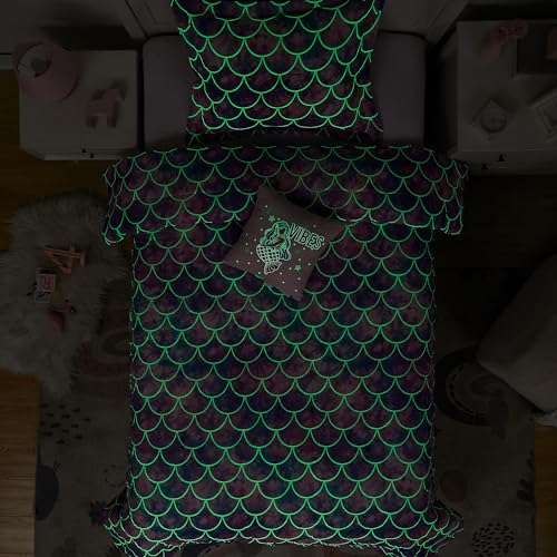 Kaleido Space Twin Comforter Set for Girls- 3 Pieces Glow in The Dark Mermaid Twin XL Bedding Set with 1 Comforter, 1 Decor Pillow & 1 Pillow Shams - Image 2