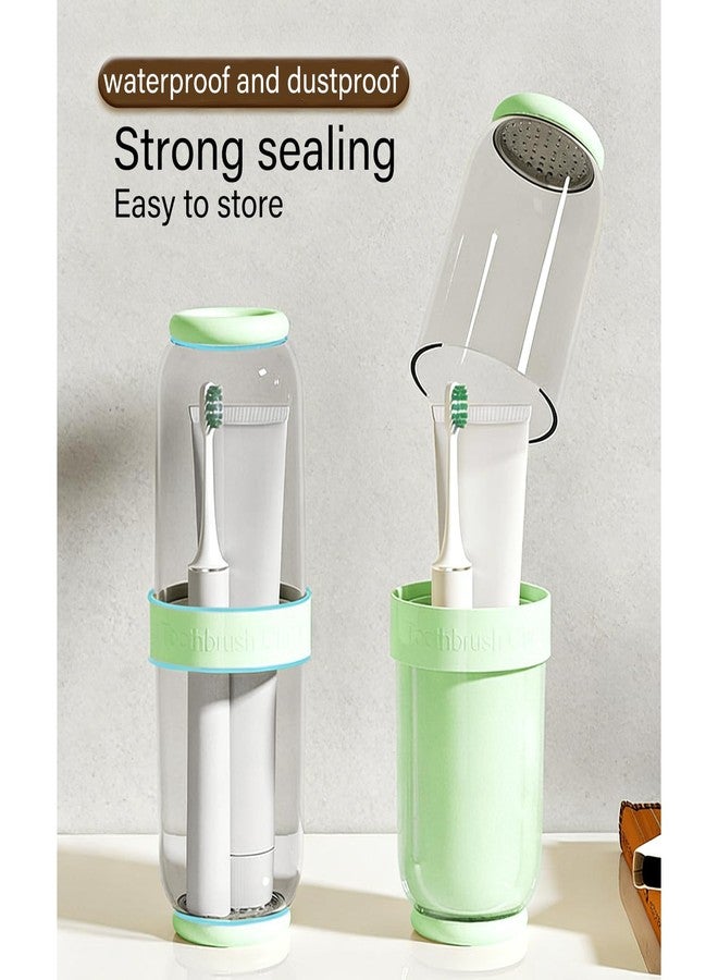 MYLDH Breathable Toothbrush Travel Case, 2 in 1 Portable Travel Toothbrush Holder and Mouthwash Cup, Large Capacity Toothbrush Cup with Lid for School, Camping, Business Trip, Bathroom, Cruise (Green - Image 4