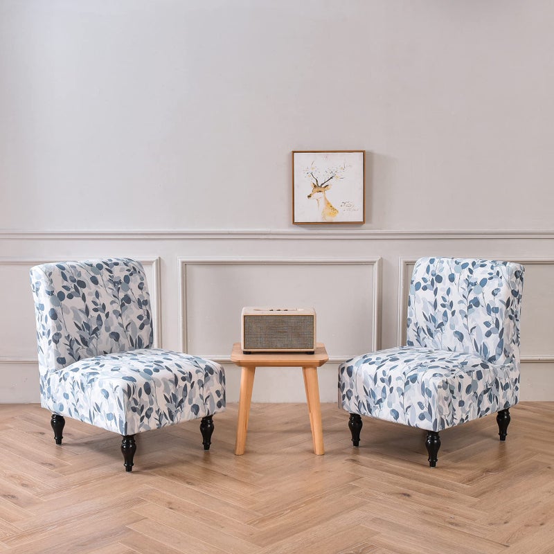 Jusmate Armless Accent Chair Cover Slipcover, Stretch Chair Slipper Super Fit Armless Chair Furniture Protector Cover Slipcover for Living Room Hotel (Blue/White) - Image 2