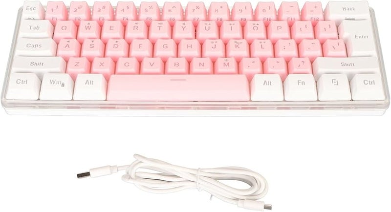 يوسو 60 بالمائة لوحة مفاتيح ألعاب RGB 61 مفتاح سلكي مدمج للكاتب أبيض وردي - Image 4