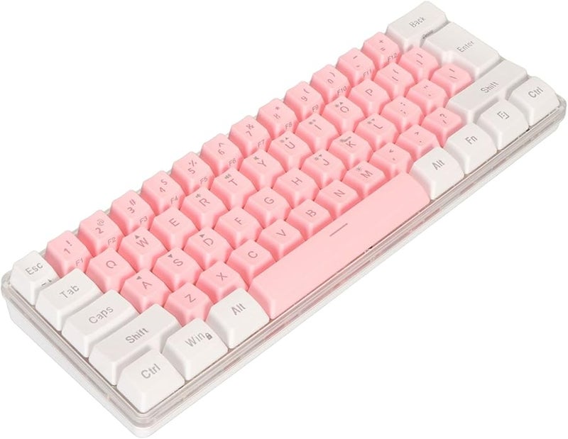يوسو 60 بالمائة لوحة مفاتيح ألعاب RGB 61 مفتاح سلكي مدمج للكاتب أبيض وردي - Image 1