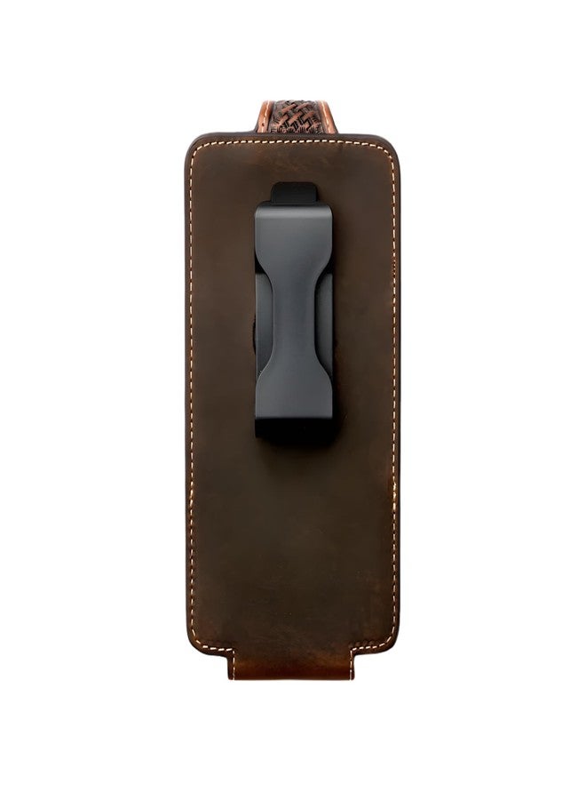 ARIAT Basketweave Sunburst Leather Cell Phone Case - Fits iPhone 17/16/15 Pro Max, Galaxy S25/S24/S23 Ultra, Pixel 9 Pro XL | Concho & Stud Detail | Magnetic Flap | 360° Belt Clip | Brown, Large - Image 2