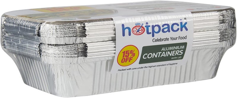 هوت باك حاويات طعام قابلة للاستخدام مرة واحدة من Hotpack، عبوات طعام، حاوية من الألمنيوم سعة 890 مل مع غطاء، 20 قطعة بخصم 15% - Image 3