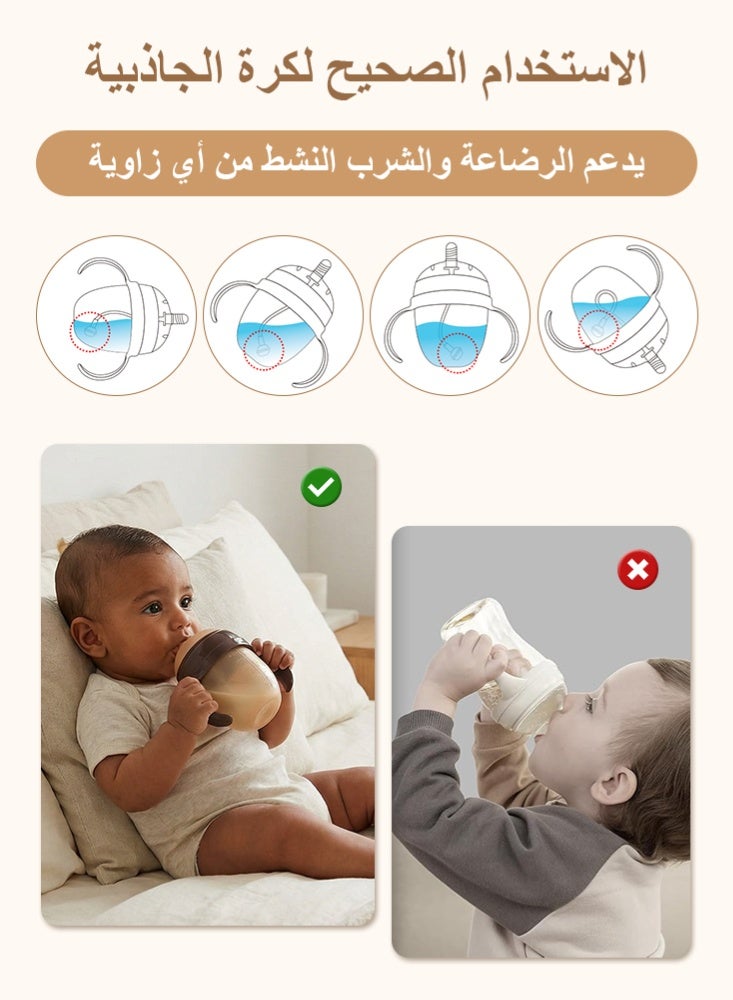 BBMORE Brown Silicone Baby Bottle 150ml with Gravity Feed Handle，1 Replacement Nipples, Breast-Like Wide Nipple, Anti-Colic, BPA-Free, UV-Protective for 0–3 Months - Image 5