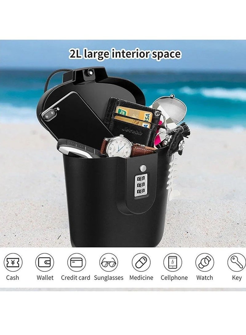 صندوق قفل محمول مضاد للسرقة آمن شخصي مع قفل تركيبة قابل للتخصيص، صندوق أمان خفيف الوزن ومتين للسفر والشاطئ وصالة الألعاب الرياضية للحفاظ على الأشياء الثمينة آمنة أثناء التنقل - Image 2