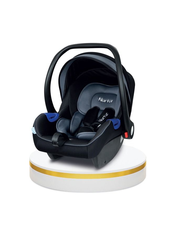 Nurtur Nemo Baby Carrier Adjustable Canopy and Handle Extra Protection 3 Point Safety Harness Suitable from 0 months to 12 months Upto 13kg BlackDark Silver Official Product - Image 1