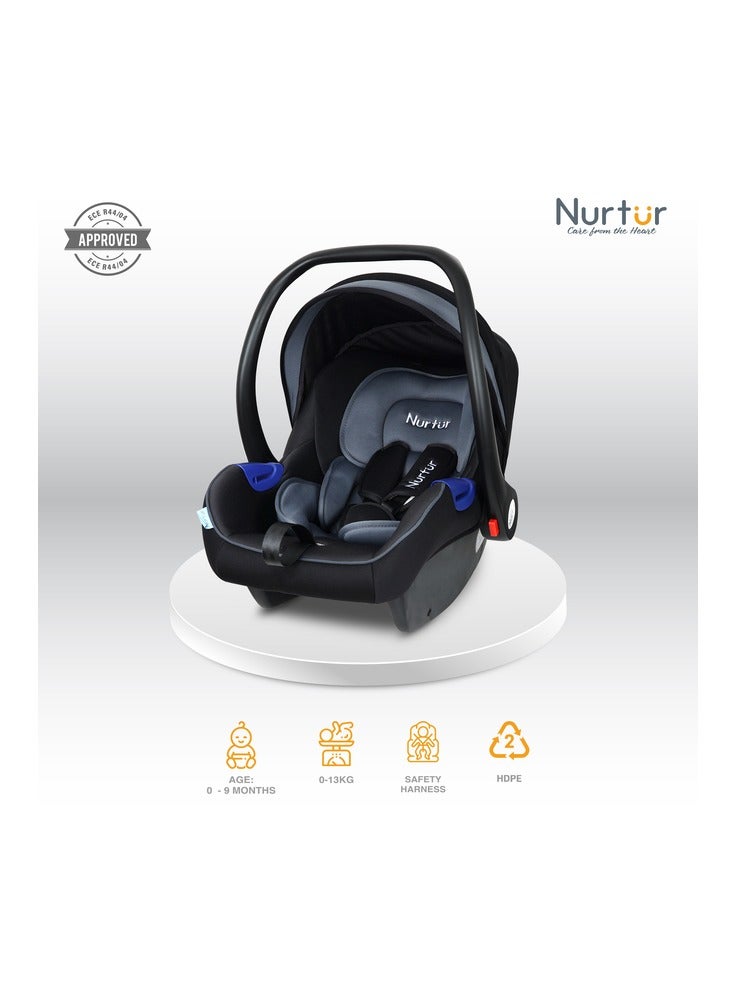 Nurtur Nemo Baby Carrier Adjustable Canopy and Handle Extra Protection 3 Point Safety Harness Suitable from 0 months to 12 months Upto 13kg BlackDark Silver Official Product - Image 2