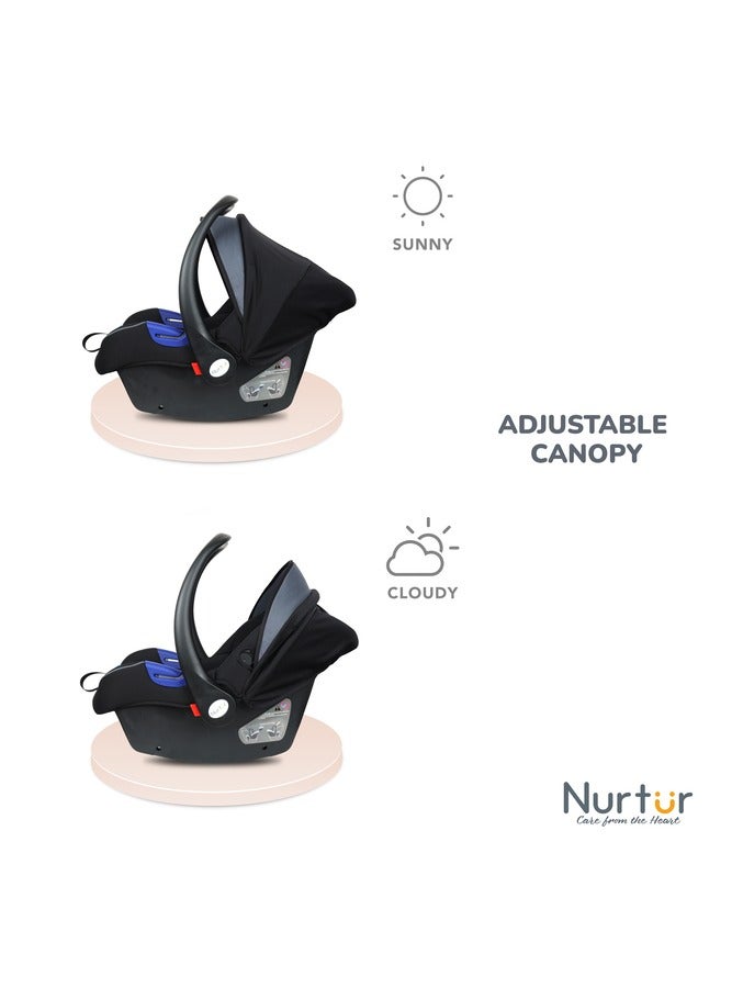 Nurtur Nemo Baby Carrier Adjustable Canopy and Handle Extra Protection 3 Point Safety Harness Suitable from 0 months to 12 months Upto 13kg BlackDark Silver Official Product - Image 4