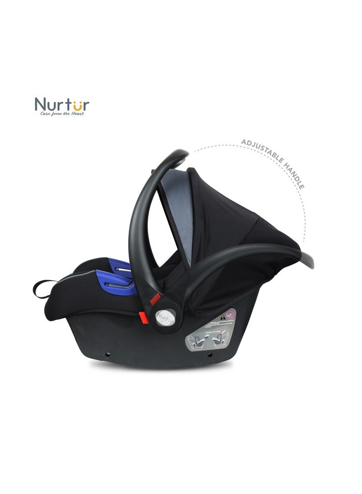 Nurtur Nemo Baby Carrier Adjustable Canopy and Handle Extra Protection 3 Point Safety Harness Suitable from 0 months to 12 months Upto 13kg BlackDark Silver Official Product - Image 5