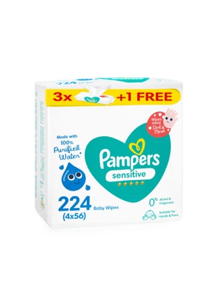 Baby Wipes for Sensitive Skin, Pack of 3 + 1 Free