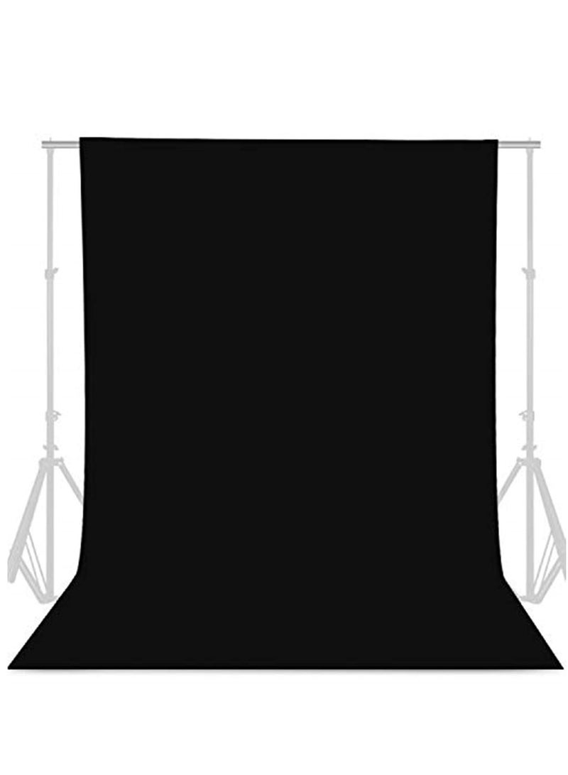 Collapsible Backdrop Photo Booth Background Polyester Cotton Backdrop for YouTube Video Recording Photography Video Television Screen Birthday Wedding Party (3.3x6.6ft Black)  - Image 1