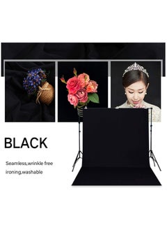 Generic Collapsible Backdrop Photo Booth Background Polyester Cotton Backdrop for YouTube Video Recording Photography Video Television Screen Birthday Wedding Party (3.3x6.6ft Black)  - Image 4
