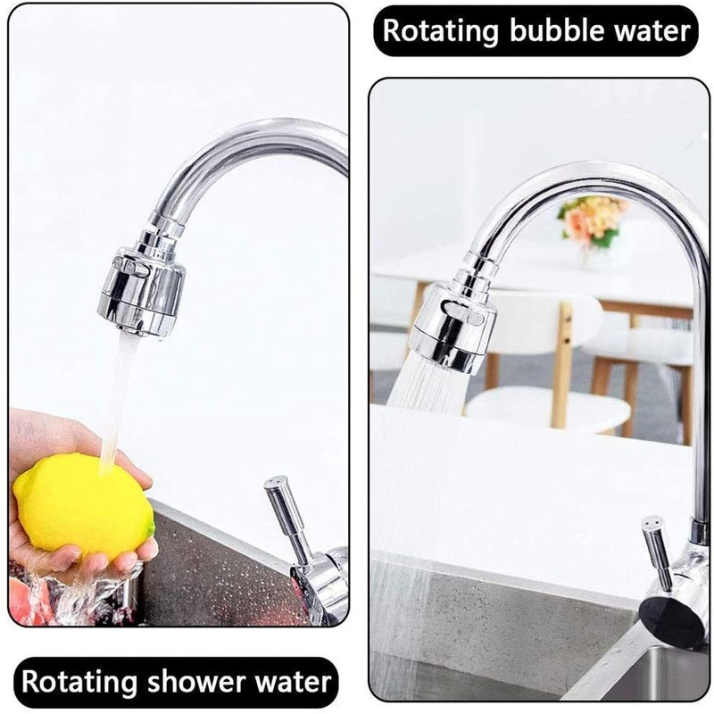 OLWICK موسع صنبور دوار بزاوية 360°، مرشح صنبور قابل للتعديل مقاوم للتنقيط لرأس صنبور الحمام والمطبخ، موفر للمياه بنمطين (قصير) - Image 2