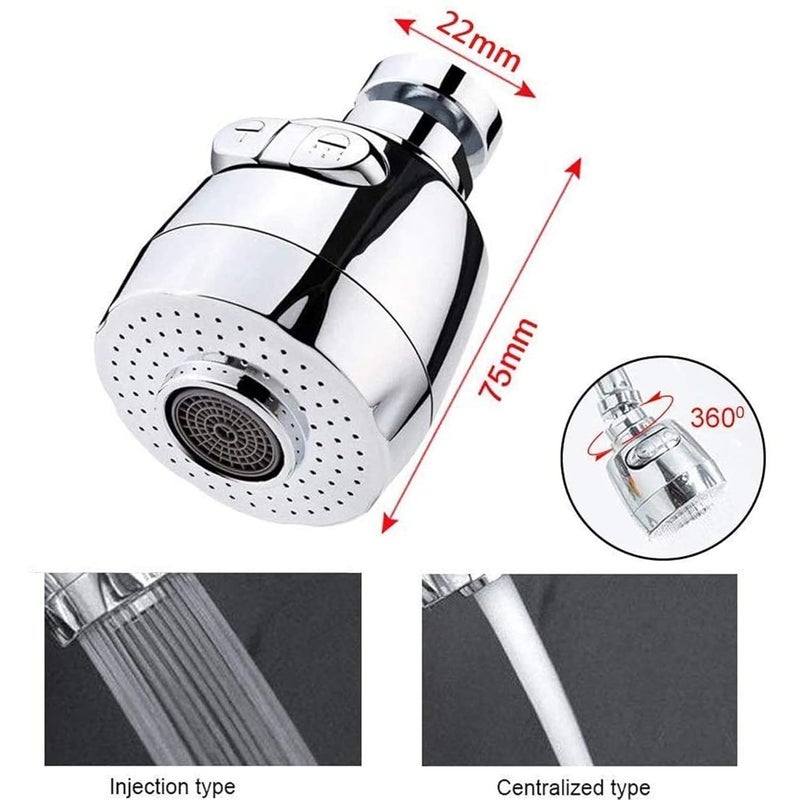 OLWICK موسع صنبور دوار بزاوية 360°، مرشح صنبور قابل للتعديل مقاوم للتنقيط لرأس صنبور الحمام والمطبخ، موفر للمياه بنمطين (قصير) - Image 5