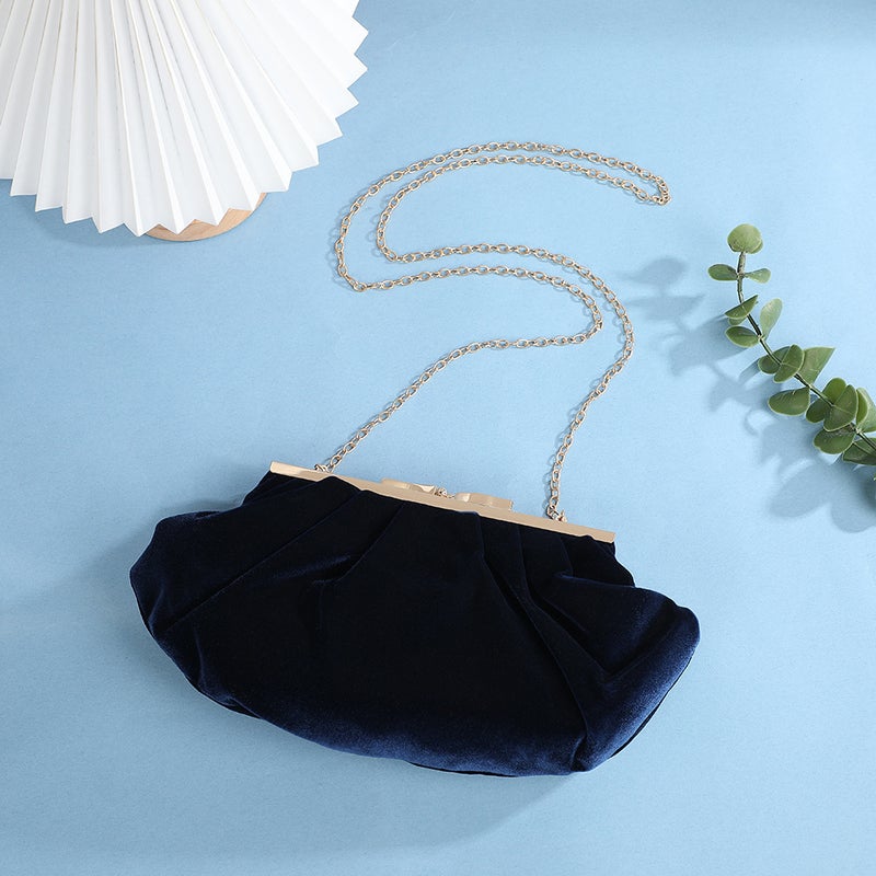 Pleated Clutch Bag, Simple Cosmetics Evening Bag, Ladies Dress With Elegant Shoulder Crossbody Bag - Image 2