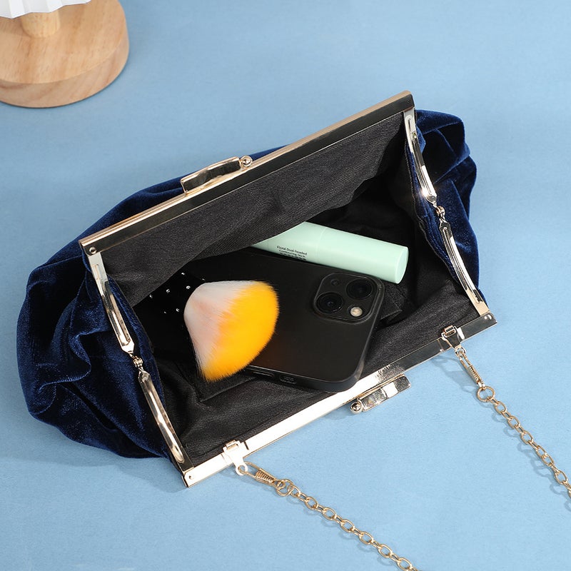 Pleated Clutch Bag, Simple Cosmetics Evening Bag, Ladies Dress With Elegant Shoulder Crossbody Bag - Image 4