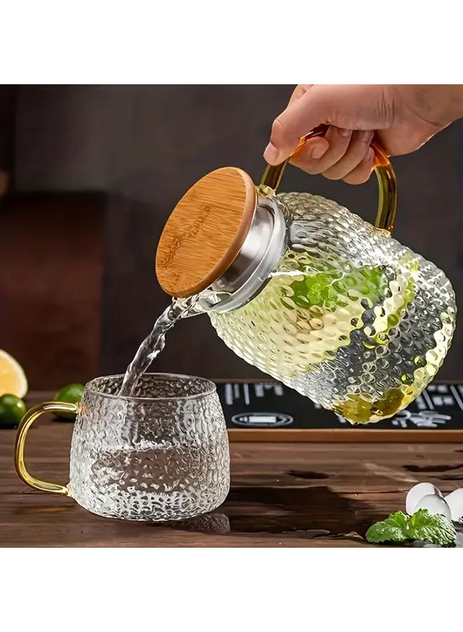 Transparent 2L Borosilicate Glass Kettle Rice Grain Design Pitcher for Hot and Cold Drinks - Image 5