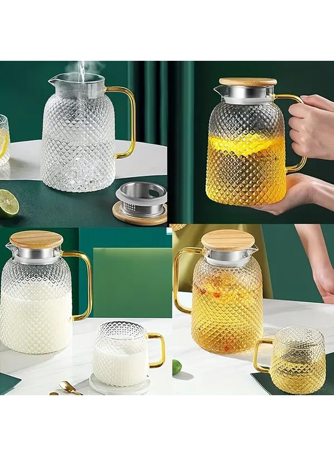 Transparent 2L Borosilicate Glass Kettle Rice Grain Design Pitcher for Hot and Cold Drinks - Image 4