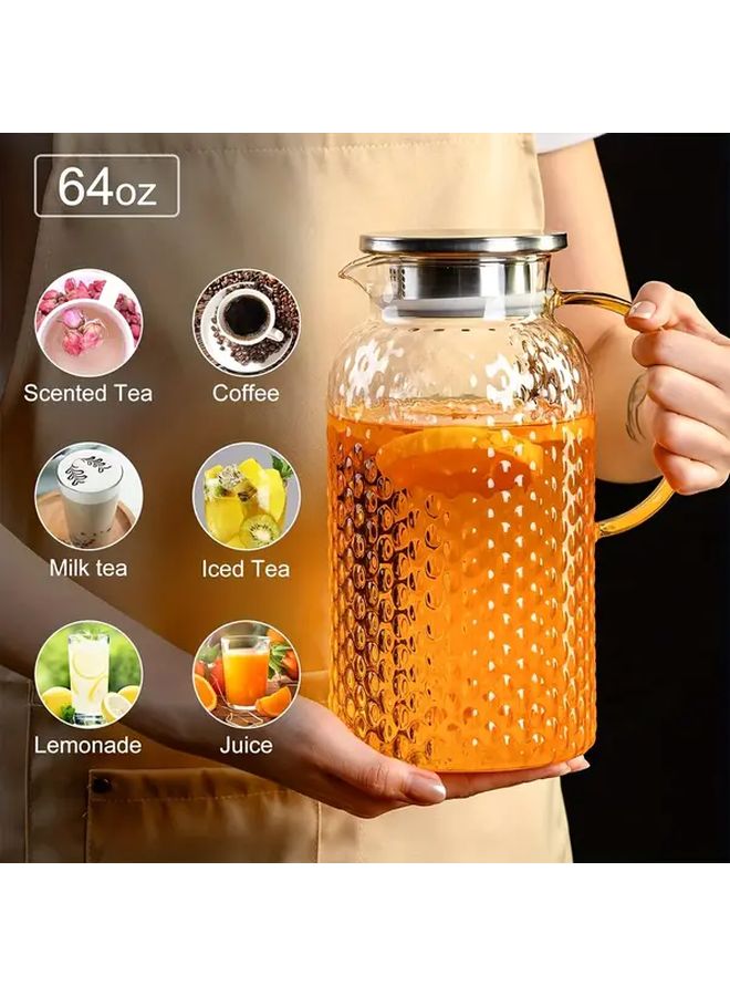 Transparent 2L Borosilicate Glass Kettle Rice Grain Design Pitcher for Hot and Cold Drinks - Image 3