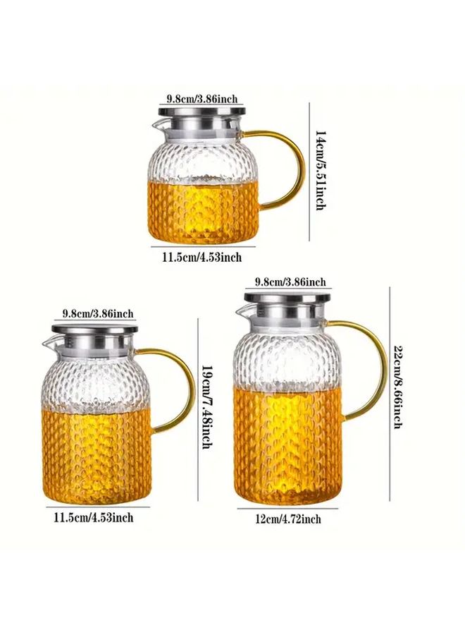Transparent 2L Borosilicate Glass Kettle Rice Grain Design Pitcher for Hot and Cold Drinks - Image 2