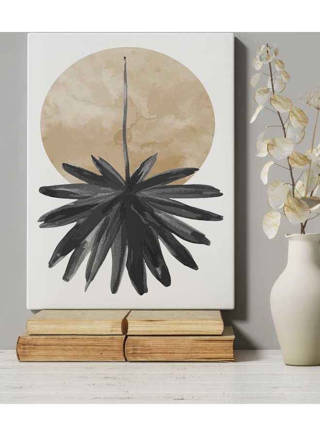 LOWHA Mid Century Palm Leaf Style Framed Canvas Wall Art Multicolour 40 x 60cm - Image 5