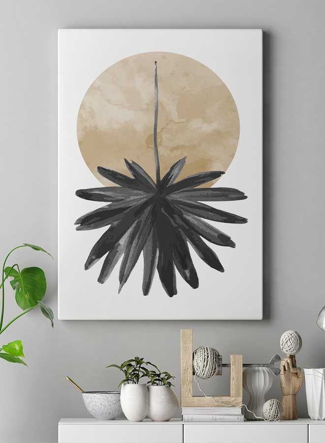LOWHA Mid Century Palm Leaf Style Framed Canvas Wall Art Multicolour 40 x 60cm - Image 3