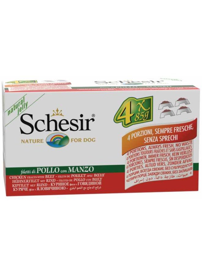 Schesir Dog Wet Food Chicken Fillets with Beef 340g (4x85g)