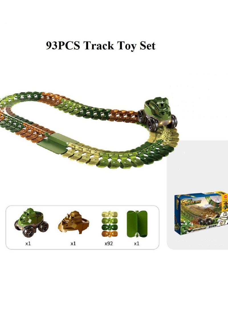 general 93PCS Race Track with Dinosaur Toys Car for Kids, Flexible Tracks Dinosaur with LED Lights, Can be Build in Various Ways, Great Birthday Gifts for Boys and Girls - Image 1