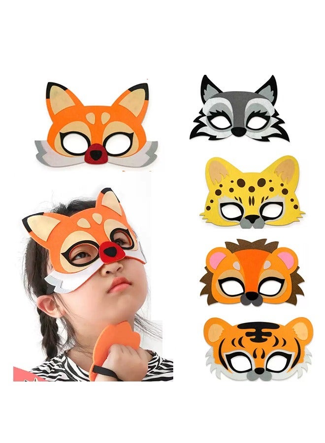 إسكدنيا مجموعة من 5 أقنعة حيوانات للأطفال على شكل نمر/ثعلب/ذئب/أسد/نمر لل، إكسسوارات حفلات - Image 1