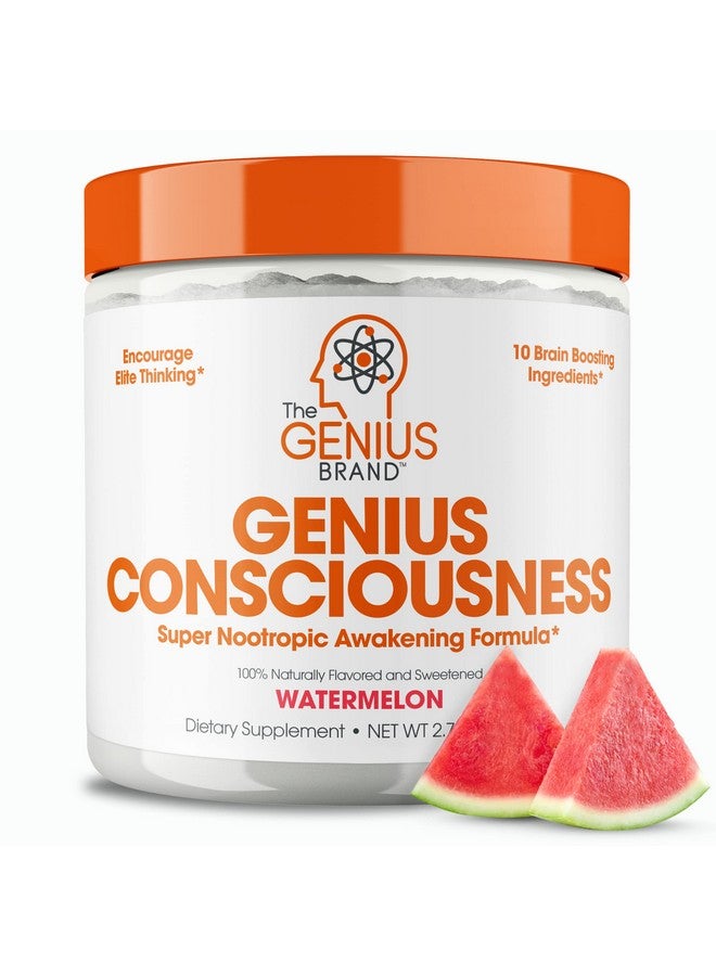 The Genius Brand Genius Consciousness - Premium Nootropic Powder for Focus, Memory & Mental Clarity - AlphaSize, NeuroFactor, Lion’s Mane & Dynamine - Natural Brain Booster for Studying, Work & Creativity - Watermelon - Image 1