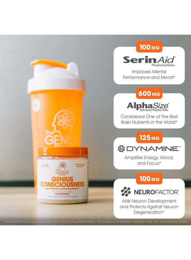 The Genius Brand Genius Consciousness - Premium Nootropic Powder for Focus, Memory & Mental Clarity - AlphaSize, NeuroFactor, Lion’s Mane & Dynamine - Natural Brain Booster for Studying, Work & Creativity - Watermelon - Image 5