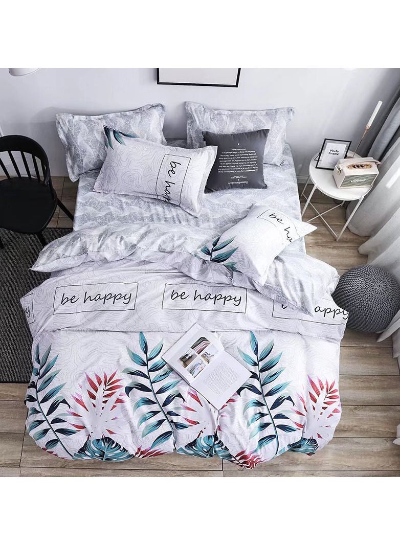 4 Pieces Beautiful Design Without Filler Single Size Bedding Set Includes 1x Duvet Cover 160x210 cm 1x Fitted Sheet 120x200+25 cm 2x Pillow Cases 50x75 cm Combination Multicolour 160x210cm