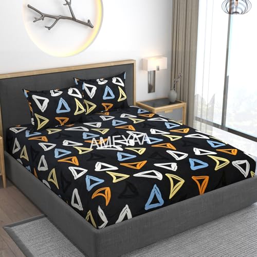 AMEYAA Elastic Fitted Warm Flannel Bedsheet King Size Warm Velvet Bedsheet for Winter Double Bed | 2 Pillow Covers, Size - 72 x 78 Inches - Image 3